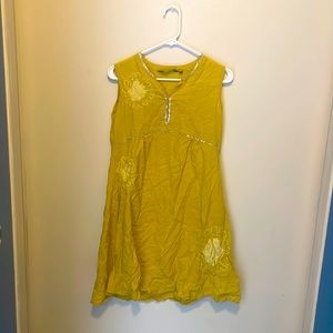 Wrinkled Finished Yellow Indian Blue Mantra Women Kurti Dress. 36 size